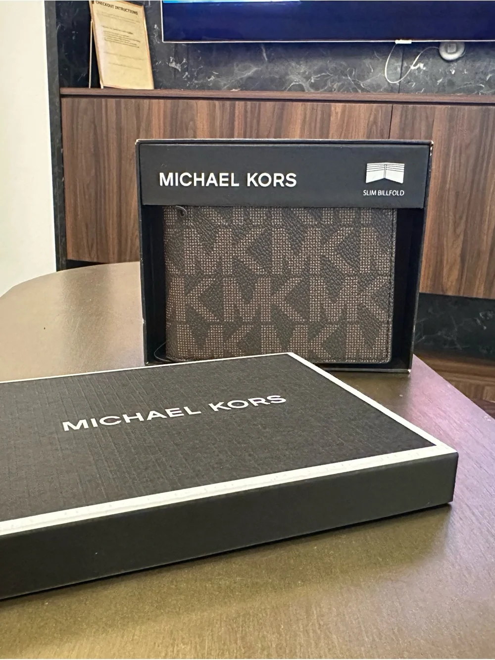 Michael Kors Men's Brown MK Logo Card & Key Wallet